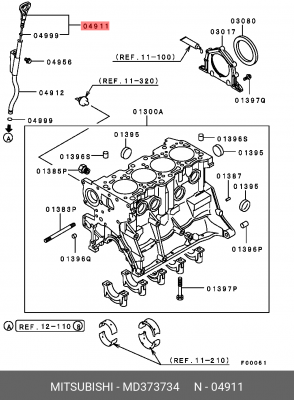 Щуп уровня масла MITSUBISHI Lancer (00-) OE MD373734 MITSUBISHI