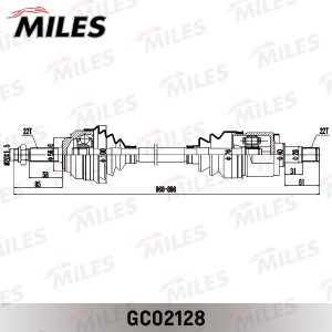 Привод в сборе правый VW CADDY/SKODA FAVORIT/FELICIA 1.3-1.9D (GKN 301469) GC021 GC02128 MILES