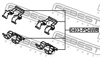 Комплект MITSUBISHI Pajero (90-99) монтажный колодок тормозных дисковых FEBEST 0403-PD4WR FEBEST