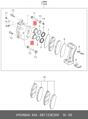 KIA SORENTO (2003-2009) 581123E200 HYUNDAI KIA