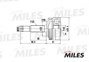 ШРУС наружный OPEL VECTRA 1.4/1.6 89-96 (с ABS) (GKN 302068) GA20364 GA20364 MILES