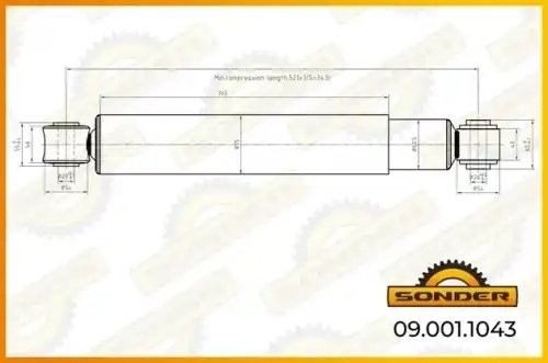 Амортизатор подвески O/O 527-874 d20x55/d20x62 090011043 SONDER