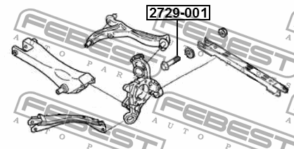 Болт с эксцентриком ПОДХОДИТ ДЛЯ VOLVO XC90 2003-2014 2729-001 2729-001 FEBEST