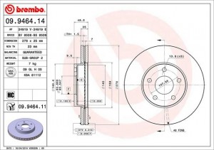 Диск тормозной 09.9464.11 09.9464.11 BREMBO