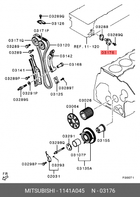Натяжитель цепи ГРМ MITSUBISHI L200 (16-) OE 1141A045 MITSUBISHI