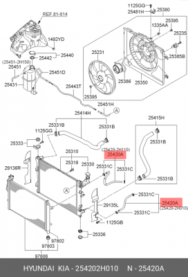 Шланг системы охлаждения АКПП HYUNDAI Elantra (06-) KIA Ceed (06-) нижний OE 254202H010 HYUNDAI KIA