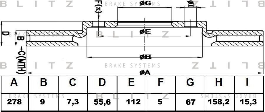 диск тормозной задний!\ MB W204/S204 1.8/2.1 07> BS0431 BLITZ