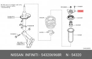 опора амортизатора! переднего\ Nissan Qashqai/X-Trail Rusmake 14> 543206968R NISSAN