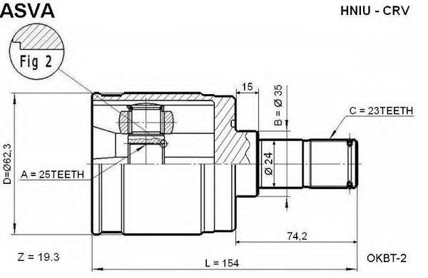 ШРУС ВНУТРЕННИЙ ЗАДНИЙ 25x35x23 (HONDA : CR-V 1996-2002 RD1/ [12] HNIUCRV HNIU-CRV ASVA