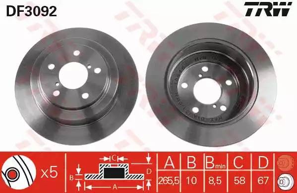 Диск тормозной задний FORESTER (SF, SG), IMPREZA (GC,GD, GG), LEGASY I-III DF309 DF3092 TRW