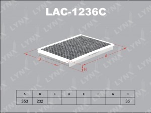 фильтр салона! угольный 353x232x35\ MB Sprinter, VW Crafter all 06> LAC-1236C LYNXAUTO