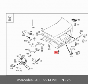 клипса крепления обшивки багажника!\ MB W212 09> A0009914795 MERCEDES BENZ