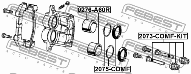 Пыльник направляющей суппорта тормозного переднего комплект CHRYSLER PACIFICA 03 2073COMFKIT FEBEST