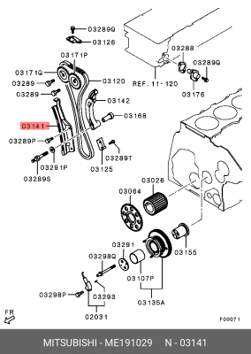 успокоитель цепи ГРМ!\ Mitsubishi Pajero 3.2DI-D 4M41 99> ME191029 MITSUBISHI