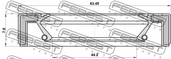 САЛЬНИК КОРОБКИ СКОРОСТЕЙ 44.2X63.45X7.8X8.3 подходит для NISSAN PATHFINDER R51M 95GAY-46630809R FEBEST