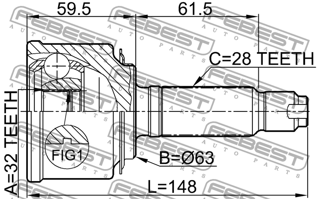 ШРУС 0310-057 0310-057 FEBEST