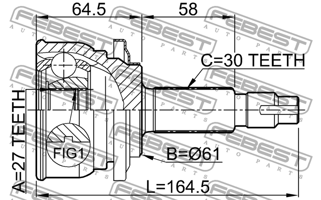 ШРУС внешний 27x61x30 TOYOTA RAV4 2005-2013 0110-083 0110-083 FEBEST