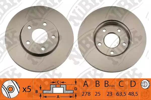 Диск тормозной передний FORD FOCUS II/III/C-MAX 03-/VOLVO S40 04- D278мм RN1213 RN1213 NIBK