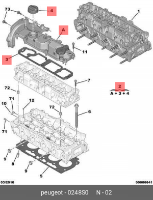 крышка клапанная!\ Peugeot, Citroen 1.6HDI 8V 0248 S0 CITROEN PEUGEOT