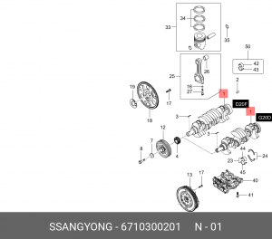 Вал коленчатый SSANGYONG Actyon (10-) (D20F) OE 6710300201 SSANG YONG