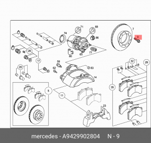 Болт М14 A9429902804 КАМАЗ A 942 990 28 04 MERCEDES BENZ