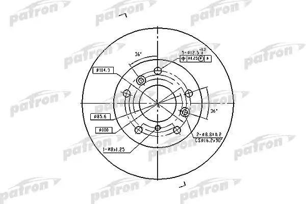 Диск тормозной MAZDA 626 (87-97) передний вентилируемый (1шт.) PATRON PBD2571 PATRON