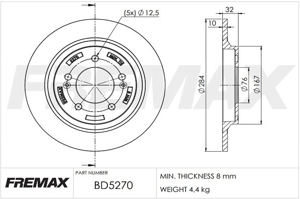 диск тормозной задний!\ KIA Optima 12> BD5270 FREMAX