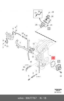 Прокладка помпы S/V40 S/V/XC70 S60/80 XC90 30677767 30677767 VOLVO