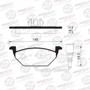 Колодки тормозные дисковые Avantech передние с датчиком (противоскрипная пластин AV051 AVANTECH
