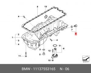 Пробка сливная BMW 1 (E81) поддона картера OE 11 13 7 553 165 BMW