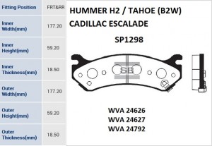 Колодки тормозные CHEVROLET Tahoe (00-) передние (4шт.) SANGSIN SP1298 SANGSIN