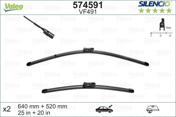 Щетка стеклоочистителя AUDI A6,A7 (11-) 640/520мм комплект Silencio Xtrm VALEO 574591 VALEO PHC