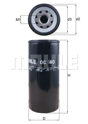 Фильтр масляный OC40 OC40 MAHLE KNECHT