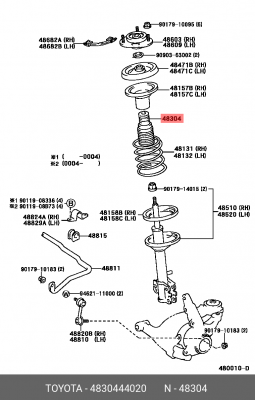 отбойник-пыльник амортизатора переднего!\ Toyota Picnic CXM10/SXM10 96-01 48304-44020 TOYOTA
