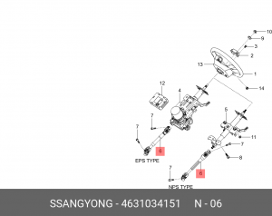Вал карданный SSANGYONG Actyon (10-) колонки рулевой (EPS) OE 4631034151 SSANG YONG