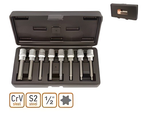 Набор головок ( 8 предметов) "АвтоDело" (1/2", вставка TORX, кейс, Т20-Т60, L=10 39600 AVTO DELO