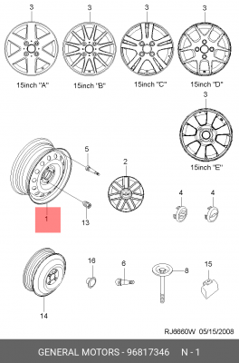 Диск колёсный 6JX15 LACETTI 96817346 96817346 GENERAL MOTORS