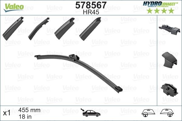 Щетка стеклоочистителя 450мм, задняя (Hydroсonnect) 578567 VALEO PHC