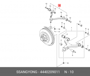 Рычаг подвески SSANGYONG Actyon (06-),Kyron (05-),Rexton (06-) передней верхний  4440209011 SSANG YONG