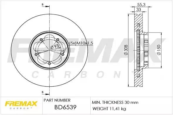 диск тормозной передн.!\ Ford Transit VIII 13> BD6539 FREMAX