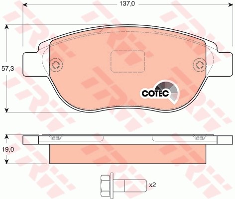 Колодки передние CITROEN BERLINGO, C4, PEUGEOT 207, 307 GDB1464 GDB1464 TRW