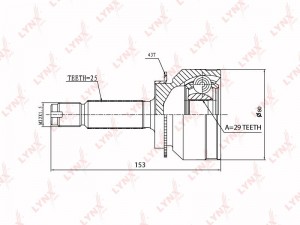 ШРУС наружный подходит для MITSUBISHI Ouotlander / Aairtrek(CU_) 2.0-2.4  4WD 03 CO-3641A LYNXAUTO