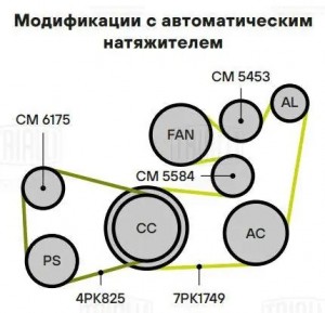 Ролик приводного ремня генератора с натяжным механизмом CM 5453 TRIALLI