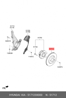 Диск тормозной HYUNDAI Elantra (10-) KIA Ceed (12-) передний (1шт.) OE 51712-3X000 HYUNDAI KIA