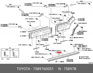уплотнитель молдинга порога!\ Toyota Land Cruiser Prado 12> 75897-60051 TOYOTA
