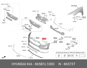 Кронштейн бампера HYUNDAI Sonata (19-) переднего левый OE 865B1L1000 HYUNDAI KIA