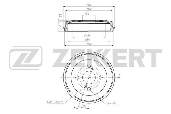 Барабан торм. зад. Daihatsu Materia 06- Cuore VII 06- Sirion II 05- Subaru Justy BS-6465 ZEKKERT