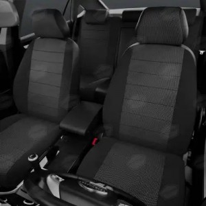 Авточехлы универсальные экокожа-жаккард черно-белые комплект AVTOLIDER UJK31-0103 AVTO LIDER 1