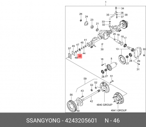 Кольцо SSANGYONG Actyon (07-),Kyron (07-),Actyon Sport (07-),Rexton (07-) упорно 4243205601 SSANG YONG