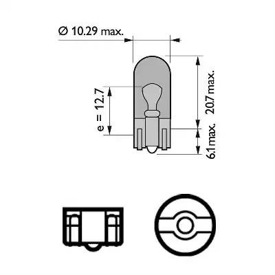 Лампа 12V WY5W T10W W2.1x9.5d PHILIPS 12396NACP PHILIPS